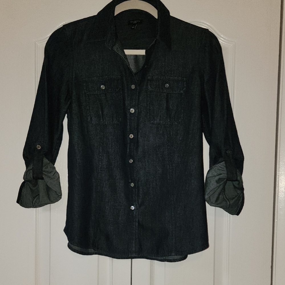 Talbots Women's Navy Button-Down Shirt